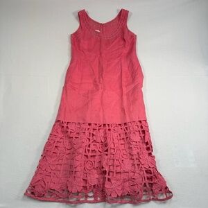 J Song 100% Linen Sleeveless Maxi Dress Womens Size 8 Pink Floral